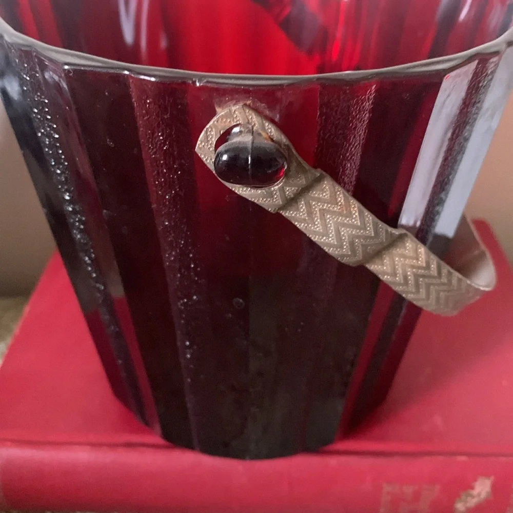RUBY RED ANCHOR HOCKING VINTAGE ICE BUCKET